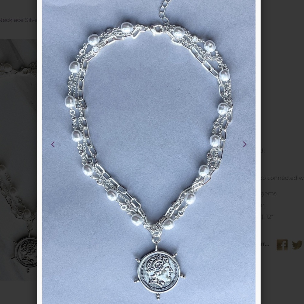 Boho “ Pamela “ Bohemian Three Strand Silver Necklace - Picture 3 of 4